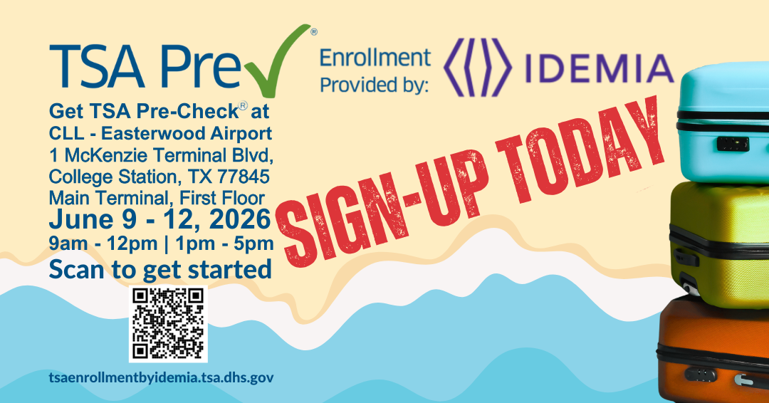 June 2026 TSA Pre-Check Enrollment Pop-Up Event Poster. See below for details.